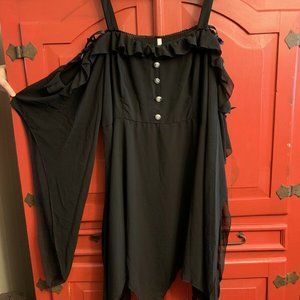 Rosegal Gothic Goth Butterfly Lace Up Sleeves Asymmetrical Hem Dress 5X NEW W/T